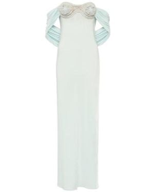 Magda Butrym Crochet-Trimmed Off-Shoulder Maxi Dress - White