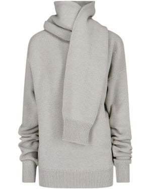 Calvin Klein Mia Scarf-Detailed Knitted Sweater - Gray