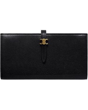 Celine Large Triomphe Pontet Wallet - Black