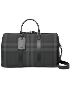 Burberry Checked Zipped Duffel Bag - Black