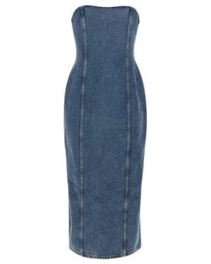Magda Butrym Strapless Denim Midi Dress - Blue