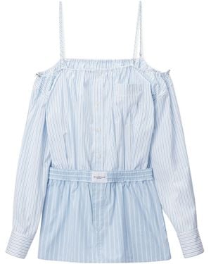 Alexander Wang Off-Shoulder Elastic Waist Mini Dress - Blue