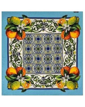 Dolce & Gabbana Printed Silk Scarf - Blue