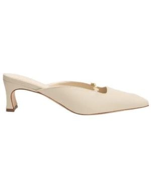 BY FAR Leda Sculpted Chain Leather Mules - Natural