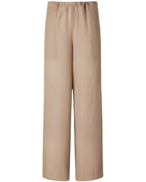 Kallmeyer Cairo Wool Broken Twill Wide-Leg Pants - Natural