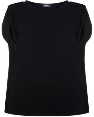 Fay Button Detail Sleeveless Top - Black