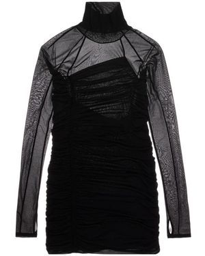 Helmut Lang Ruched Turtleneck Mini Dress - Black