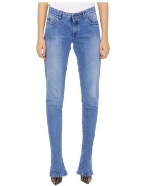 Dolce & Gabbana Logo Plaque Bootcut Jeans - Blue