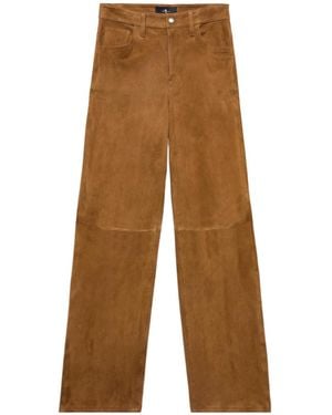 7 For All Mankind Straight-Leg Suede Pants - Brown