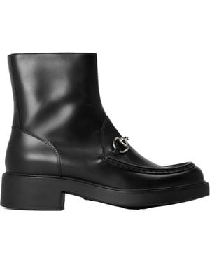 Gucci Horsebit Leather Ankle Boots - Black