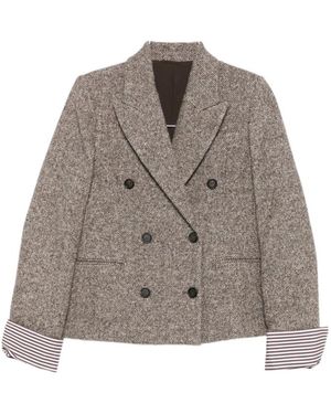 Brunello Cucinelli Peak Lapel Double-Breasted Blazer - Brown