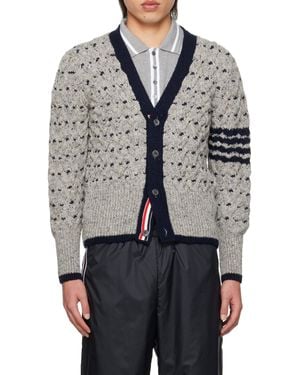 Thom Browne V-Neck Knitted Cardigan - Grey
