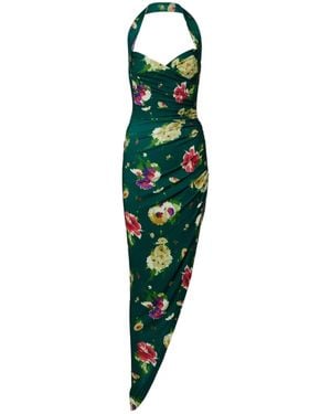 Norma Kamali Cayla Asymmetric Ruched Midi Dress - Green