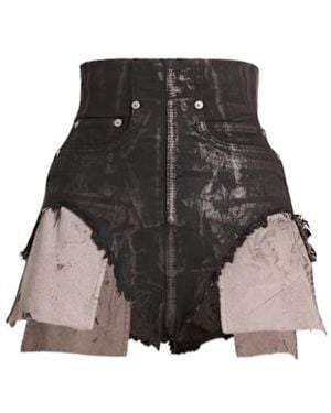 Rick Owens Dirt Denim Shorts - Grey