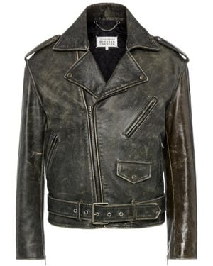 Maison Margiela Distressed Biker Jacket - Green