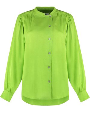 Yves Salomon Gathered-Detail Off-Centre Blouse - Green