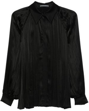 Alberta Ferretti Pleated Satin Shirt - Black