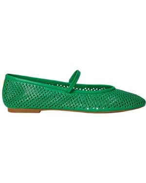Ralph Lauren Jayna Perforated Leather Mary Jane Flat - Green