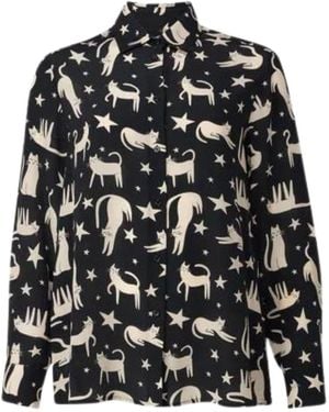 Weekend by Maxmara Tabella All-Over Patterened Blouse - Black