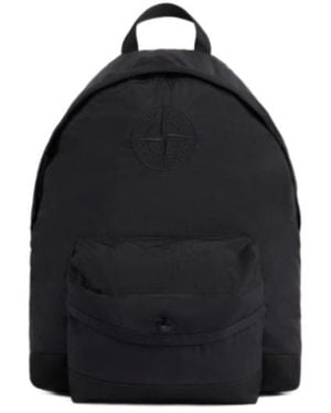 Stone Island Backpack With Padded Straps And Pockets - Black