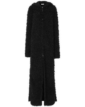 Fendi Hooded Bouclé-Knit Coat - Black
