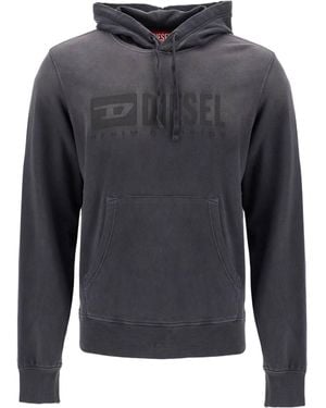 DIESEL Logo-Print Organic Cotton Hoodie - Grey