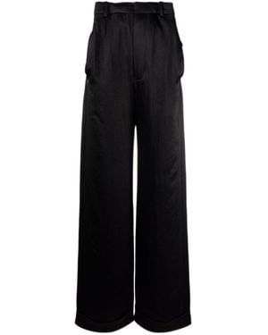 Ann Demeulemeester Satin Wide-Leg Trousers - Black