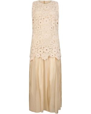 Liu Jo Floral Lace Pleated Dress - Natural