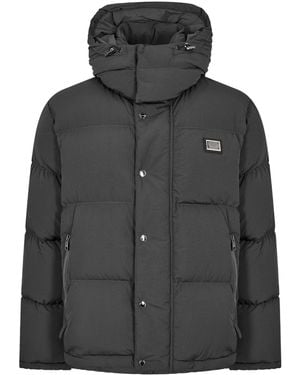 Dolce & Gabbana Quilted Hooded Down Jacket - Black