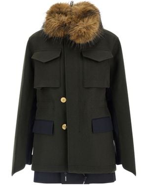 Sacai Long-Sleeved Coat - Black