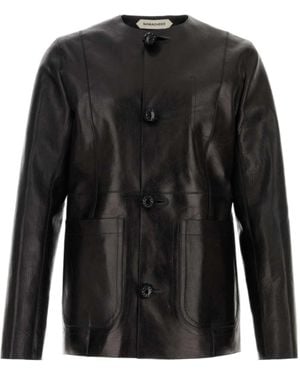 NAMACHEKO Long-Sleeved Leather Jacket - Black