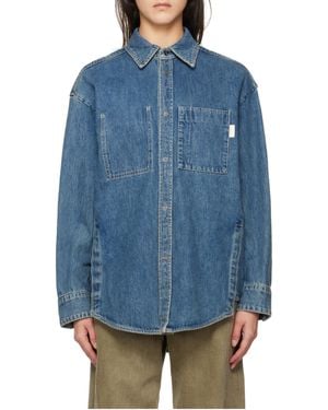 WOOYOUNGMI Long-Sleeved Denim Shirt - Blue