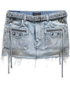 Balenciaga Cagole Mini Denim Skirt - Blue