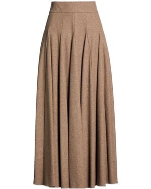 Max Mara Solid-Color Flannel Midi Skirt - Brown