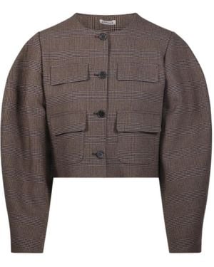 P.A.R.O.S.H. Button-Front Long-Sleeve Casual Jacket - Brown