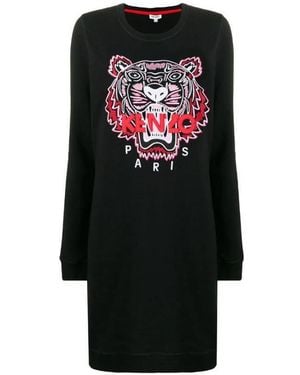 KENZO Logo Embroidered Mini Dress - Black