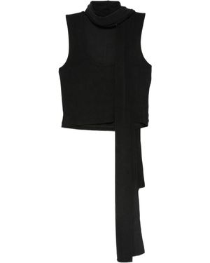 AYA MUSE Scarf-Detail Scoop-Neck Blouse - Black