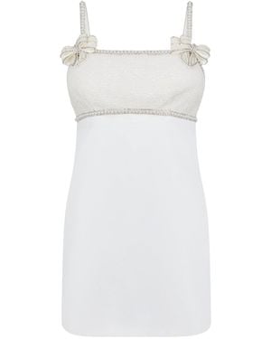Self-Portrait Bow Mini Dress - White