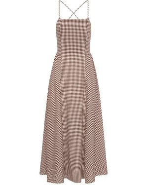 Posse Gingham Check Maxi Dress - Brown