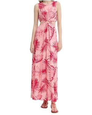 Liu Jo Cut-Out Leaf-Print Maxi Dress - Pink