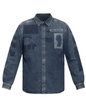 DIESEL Patch-Detail Denim Shirt - Blue