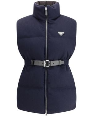 Prada Flannel Down Vest - Blue