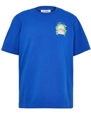 CASABLANCA Graphic Cotton L'Arche Tennis Club T-Shirt - Blue