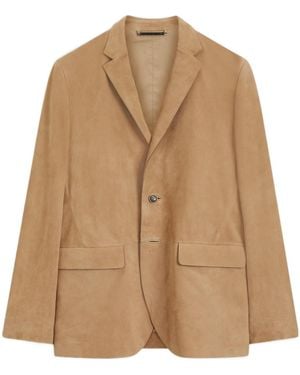BOSS Boss Single-Breasted Suede Blazer - Natural