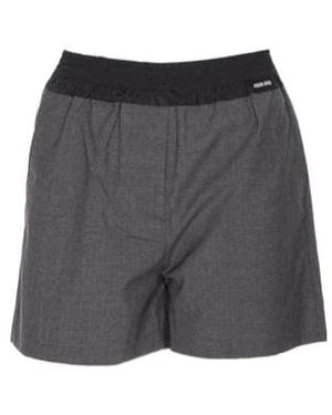 Miu Miu Wool-Blend Elastic-Waist Shorts - Gray