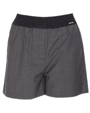 Miu Miu Wool-Blend Elastic-Waist Shorts - Gray