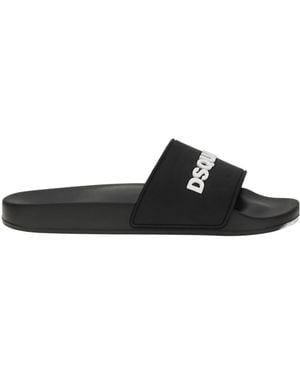 DSquared² Logo-Detailed Open-Toe Slides - Black