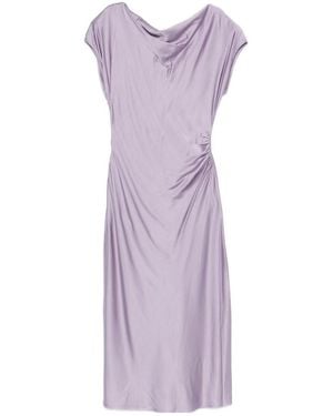 Liu Jo Cowl-Neck Draped Midi Dress - Purple