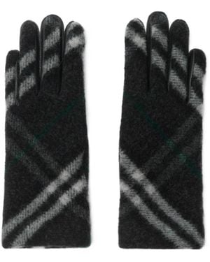 Burberry Checked Wool Gloves - Black