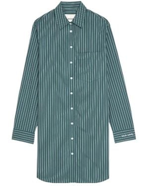 Zadig & Voltaire Rorning Striped Long-Sleeve Shirt Mini Dress - Blue